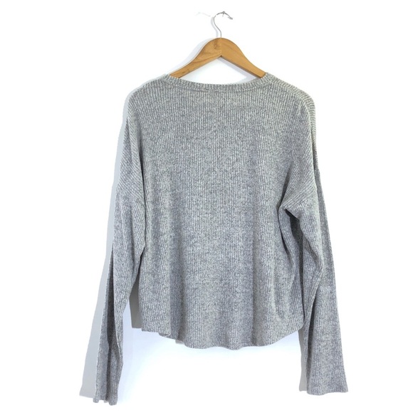 Thereabouts Women’s Plus Gray Fuzzy Ribbed Long Sleeve Hi Low Tunic Top 3X - Picture 2 of 5